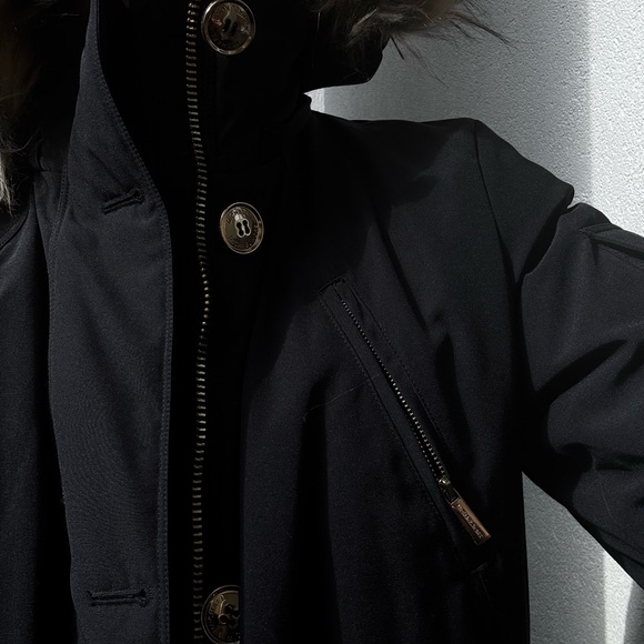 Michael Kors Black Puffer Coat with Fur Trim - Picture 3 of 4